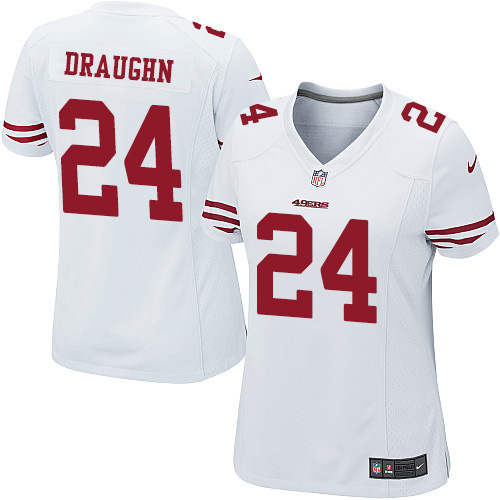 Women's Elite Shaun Draughn Nike Jersey White Road - #24 NFL San Francisco 49ers